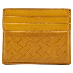 Bottega Veneta Mustard Intrecciato Leather Card Holder