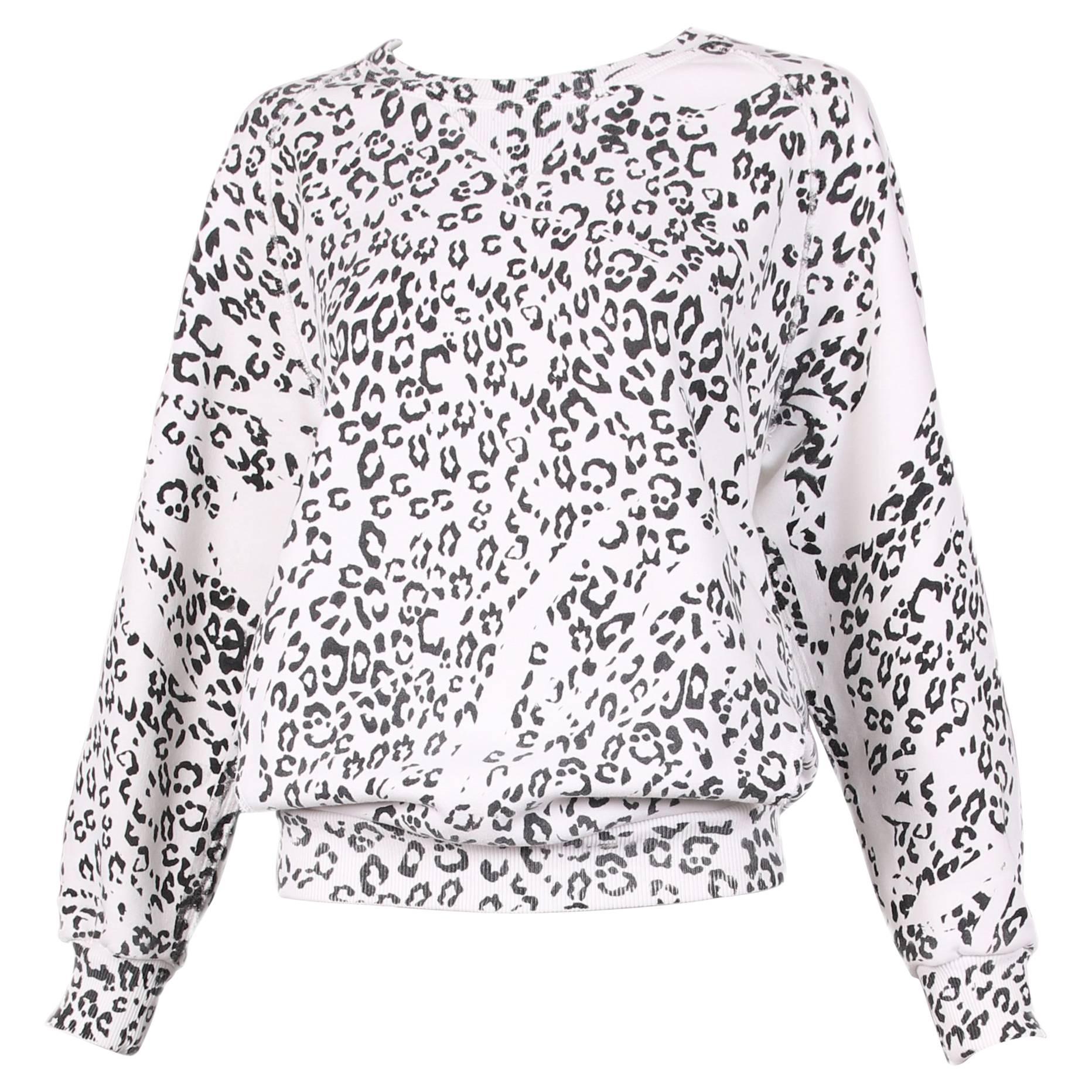 Pierre Balmain Black & White Leopard Print Long Sleeved Scooped Neck Sweatshirt