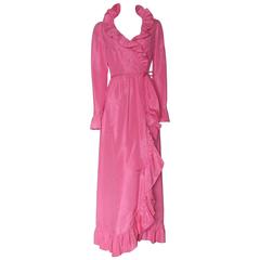 Mollie Parnis Pink Silk Gown with Ruffles 9