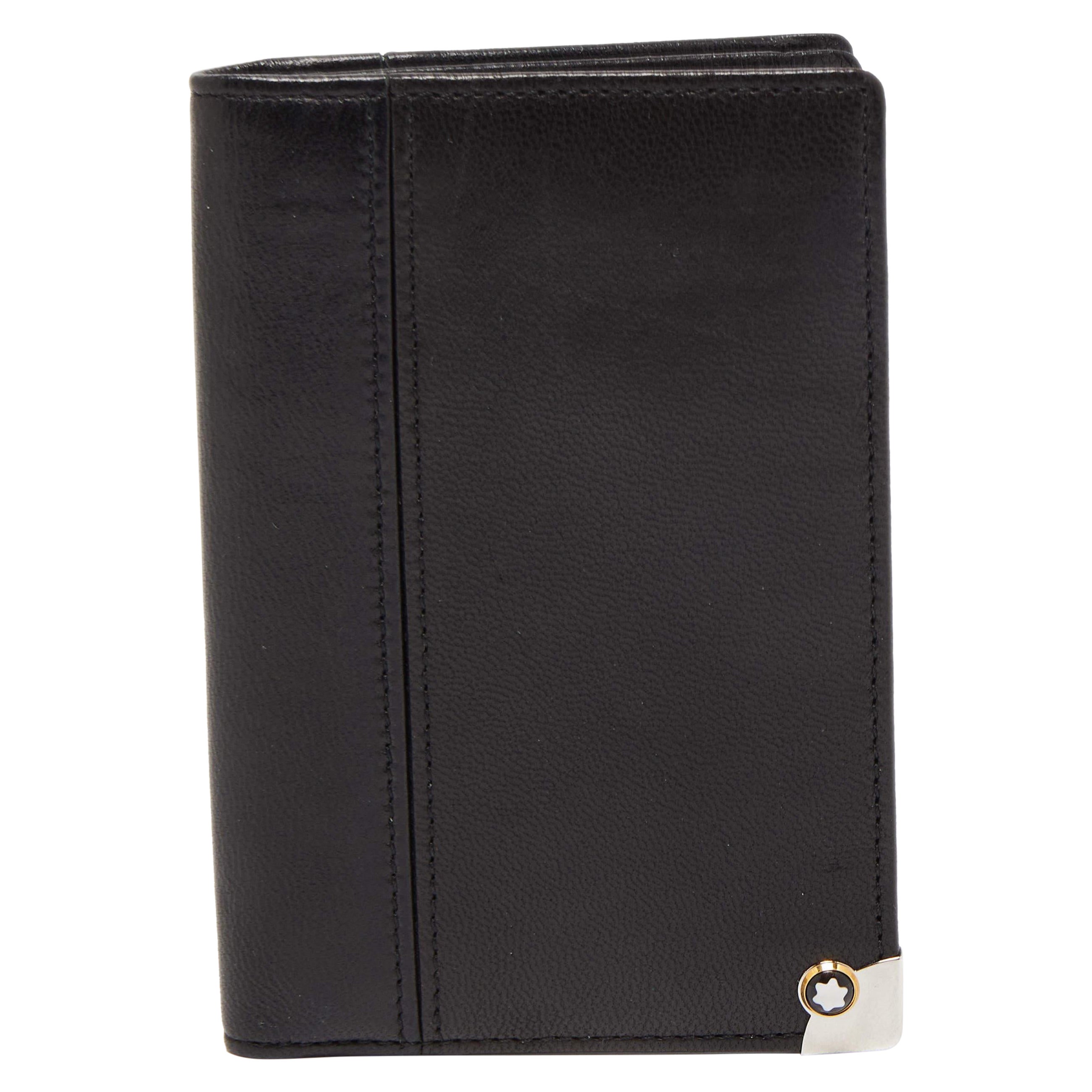 Montblanc Black Leather Business Card Holder For Sale
