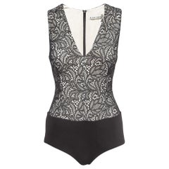 Alice + Olivia Black Lace V-Neck Sleeveless Bodysuit XS