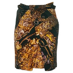 Class by Roberto Cavalli Green Printed Knit Draped Short Skirt S