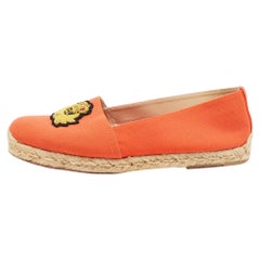 Christian Louboutin - Mocassins Gala brodés en toile orange, taille 38