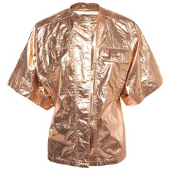 Isabel Marant Metallic Rose Gold Cotton Buttoned Tren Top S