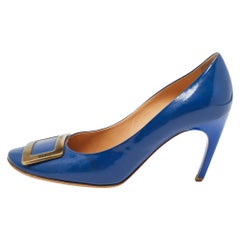 Used Roger Vivier Blue Patent Trompette Pumps Size 40