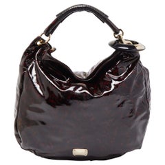 Jimmy Choo Black/Red Leopard Print Patent Leather Large Sky Bangle Hobo