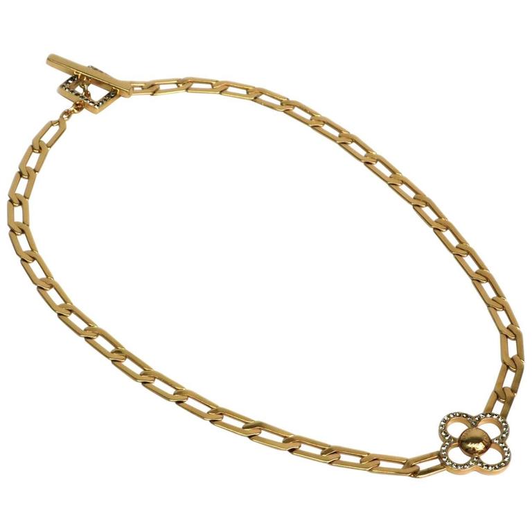 Louis Vuitton Flower Power Crystal Gold Tone Necklace Louis