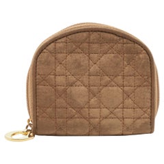 Dior Beige Cannage Fabric Zip Coin Purse