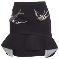 Marni Black Birds Embellished Neoprene Mini Skirt M