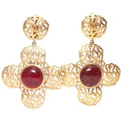 Chanel Gripoix Cross Earrings 1987 11