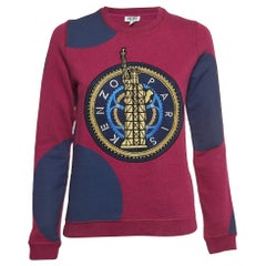 Kenzo Pink Statue Of Liberty Embroidered Cotton Knit Sweatshirt S