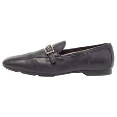 Prada Black Leather Square Toe Loafers Size 44