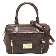Michael Kors Dunkelbraunes Leder und Nubuk Kollektion Gia Satchel