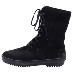 Tod's Black Suede Gommino Ankle Length Boots Size 36.5