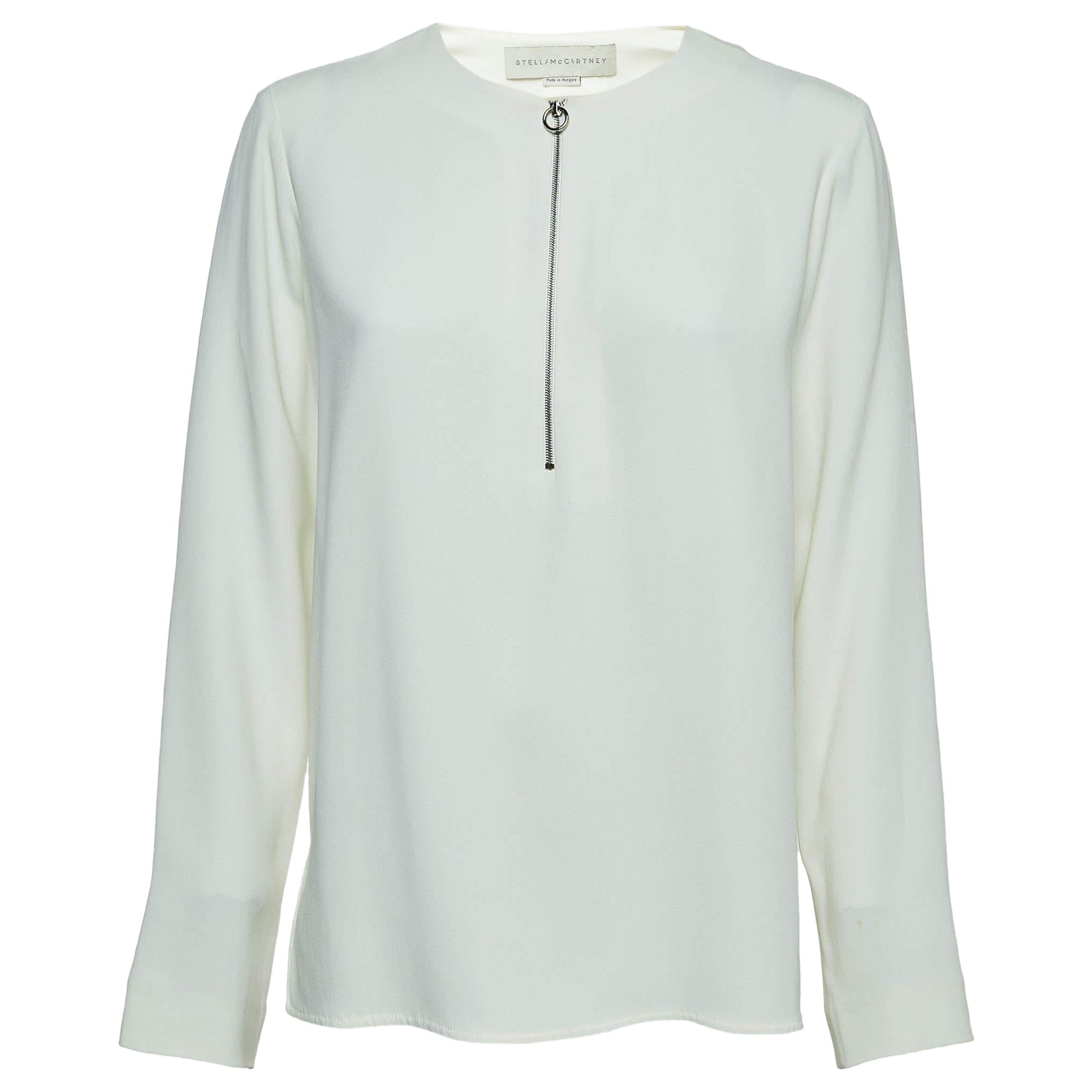 Stella McCartney Camicetta a maniche lunghe in crêpe off white S.S. White