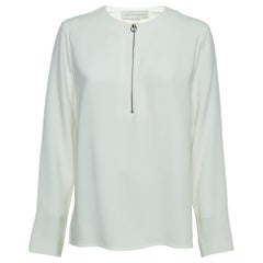 Stella McCartney Weiße langärmlige Bluse aus cremefarbenem Krepp S