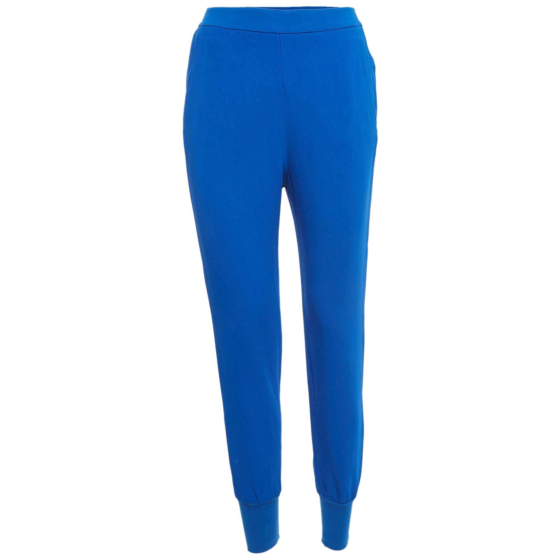 Stella McCartney Blue Crepe Julia Cuffed Trousers XS For Sale