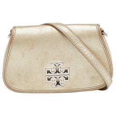 Tory Burch Gold Leather Britten Crossbody Bag