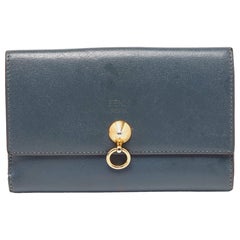 Fendi Grey Leather Trifold Compact Wallet