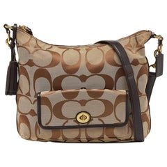 Coach Beige/Brown Signature Canvas and Leather Courtenay Crossbody Bag