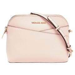 Michael Kors Pink Leather Jet Set Travel Dome Crossbody Bag
