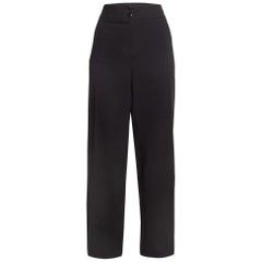 Armani Collezioni Pantalones formales abotonados de gabardina negra XL