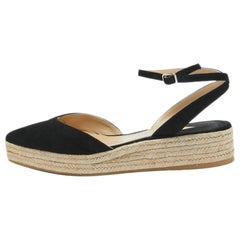 Paul Andrew Black Suede Rhea Espadrilles Size 38
