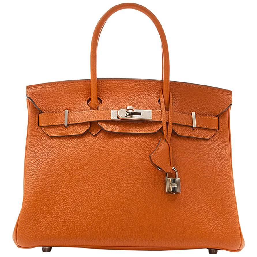 Hermes Orange Birkin 30 Handbag 