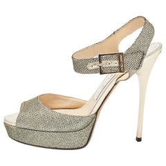 Jimmy Choo Metallic Glitter Slingback Sandals Size 37