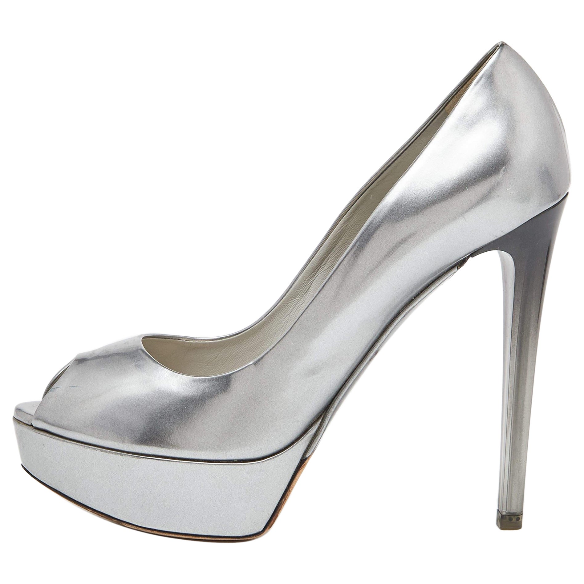 Pumps Miss Dior in pelle verniciata argento misura 40