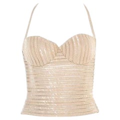 Giorgio Armani Beige Sequin Embellished Bustier Top XS