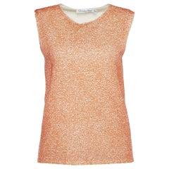 Dior Orange Sequinned Cashmere Silk Sleeveless Top M