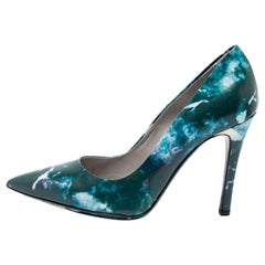 MSGM Blue Marble Print Pointed Toe Pumps Size 38
