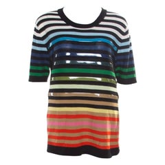 Sonia Rykiel - Top a righe multicolore in cotone e seta con dettaglio a righe in vinile M. I.