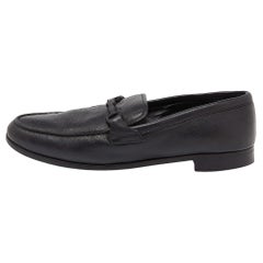 Giorgio Armani Black Leather Slip On Loafers Size 41.5
