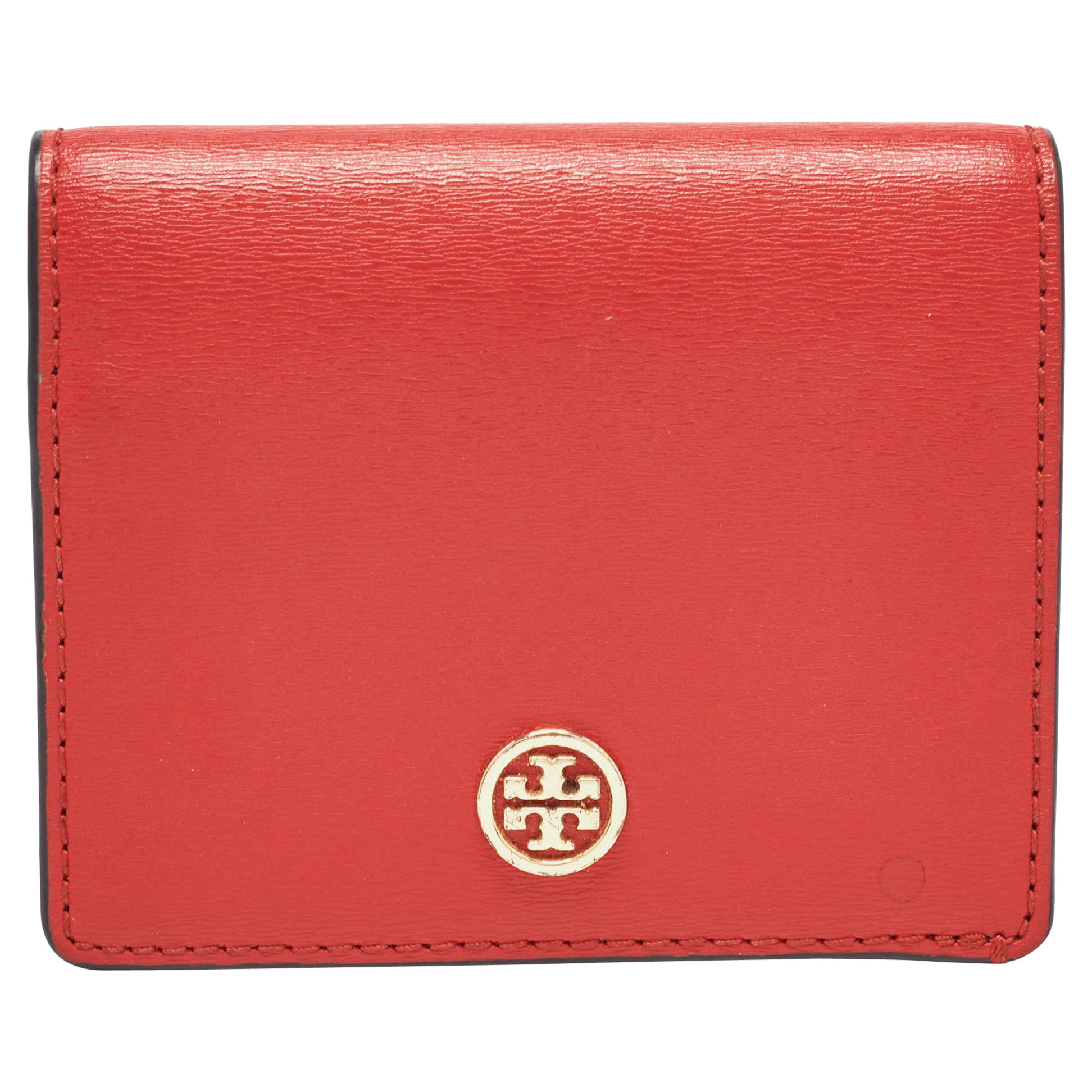 Tory Burch Rot/Blaues Leder Robinson Bifold Brieftasche