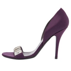 Gucci Purple Satin Crystal Embellished D'orsay Sandals Size 39