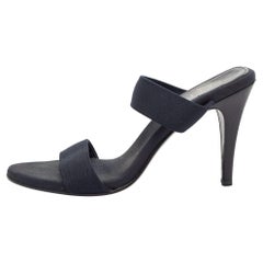 Gucci Navy Blue Canvas Slide Sandals Size  38.5