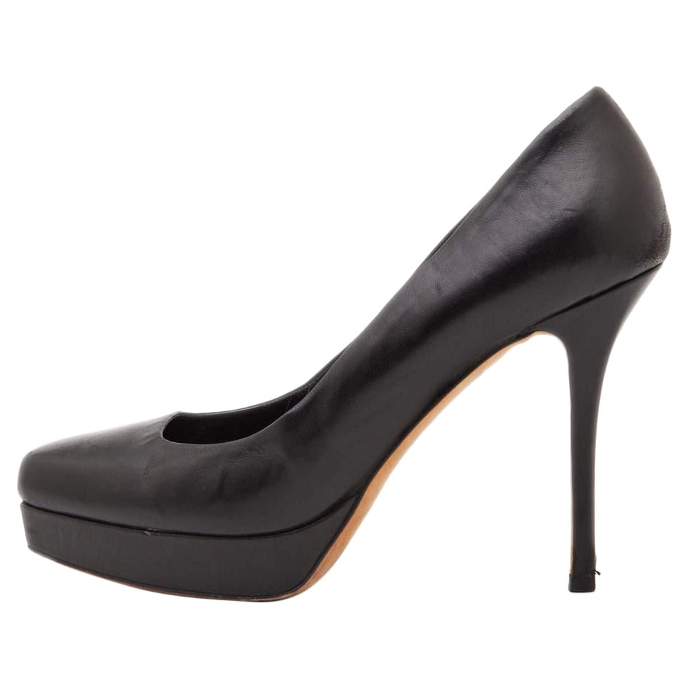 Gucci Bombas Plataforma Azulejos Cuero Negro Talla 40