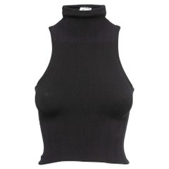 Hunza G Black Stretch Knit Halter Neck Top One Size