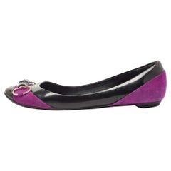 Gucci viola/nero Brevetto Bamboo Horsebit Ballerine Taglia 39.5