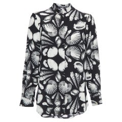Alexander McQueen Black Sea Shell Print Silk Button Front Blouse S