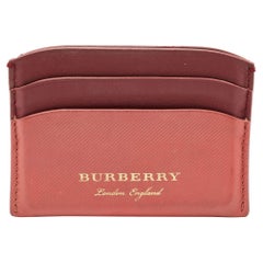 Burberry Burgundy/Light Red Leather Card Holder