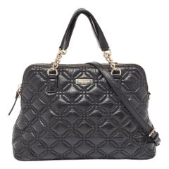 Kate Spade Black Quilted Shimmer Leather Astor Court Grace Bag