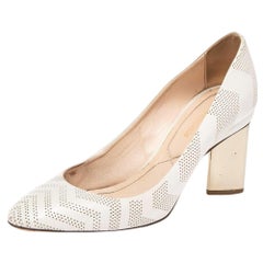 Nicholas Kirkwood White Perforated Leather Briona Prism Pumps Size 36.5