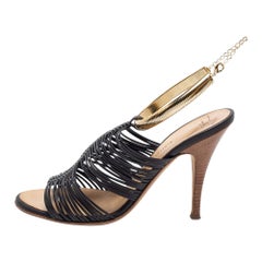 Giuseppe Zanotti Dark Brown Leather Strappy Ankle Strap Sandals Size 37.5