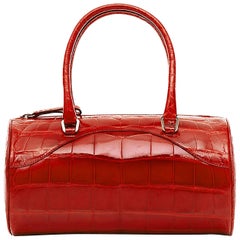 Prada Vintage Red Leather Barrel Bag