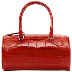 Prada Vintage Red Leather Barrel Bag 8