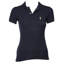 Ralph Lauren Navy Blue Cotton Pique Skinny Polo T-Shirt XS