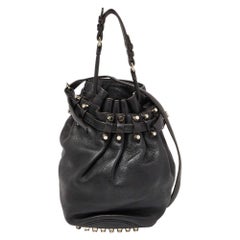 Used Alexander Wang Black Textured Leather Diego Bucket Bag